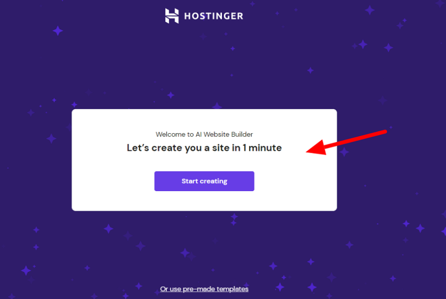 create a site with hostinger ai builder