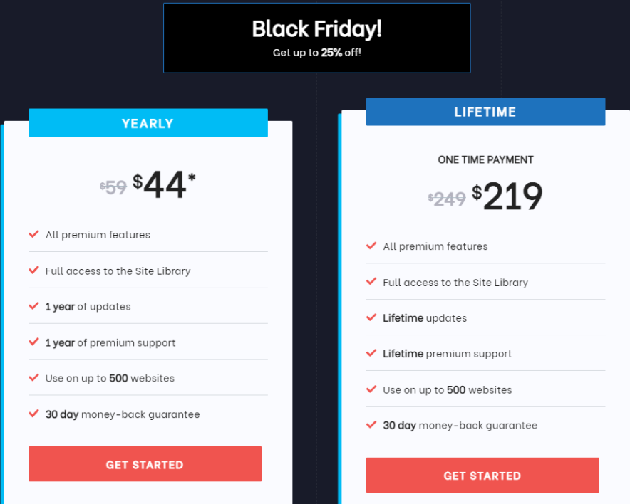 generatepress black friday pricing page