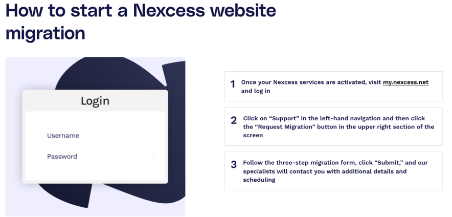 Nexcess website migration process