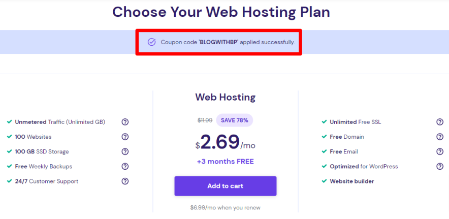 web hosting plan hostinger