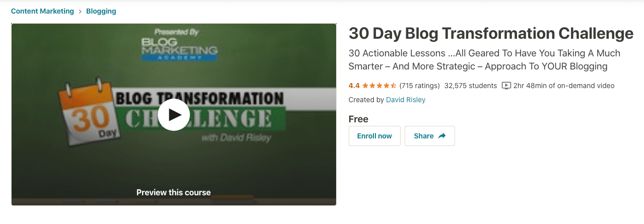 30 Day Blog Transformation
