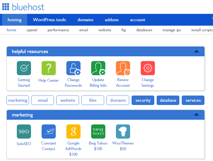 bluehost cpanel look