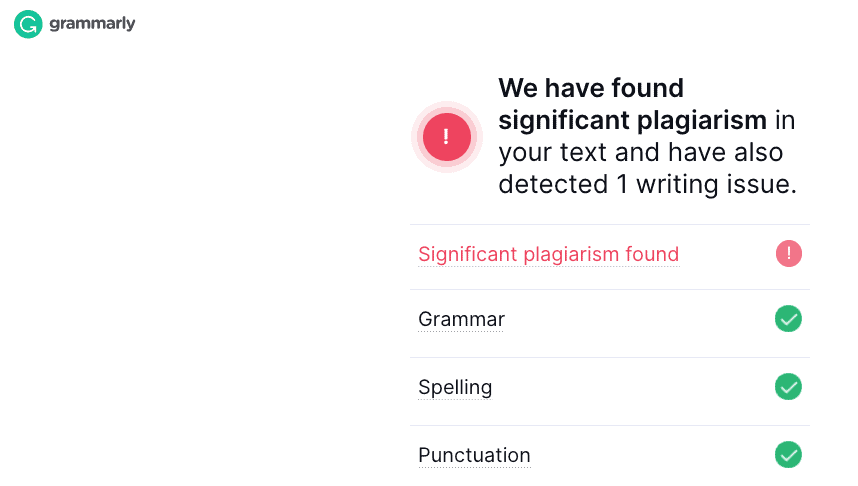 Grammarly’s plagiarism checker