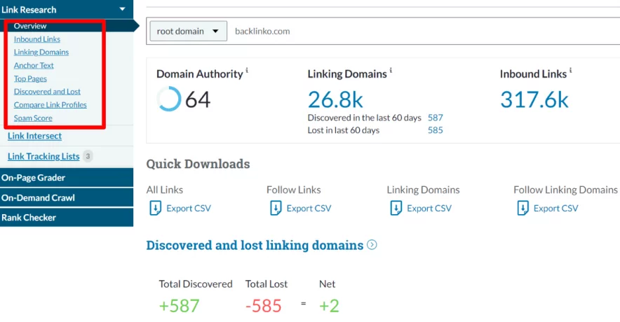 moz link research