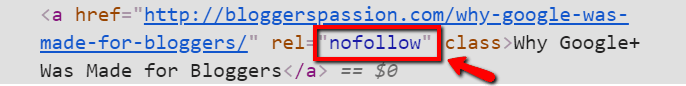 nofollow link tag example