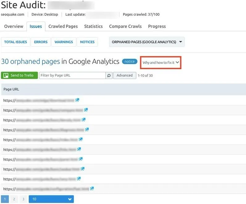 orphan pages semrush